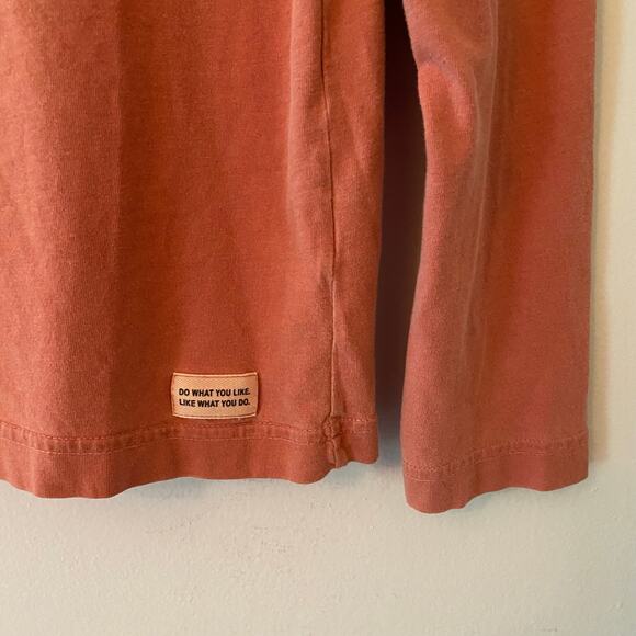 Life Is Good Women's size Medium Pink Red Long Sleeve Shirt Green Heart Cotton - Picture 4 of 9